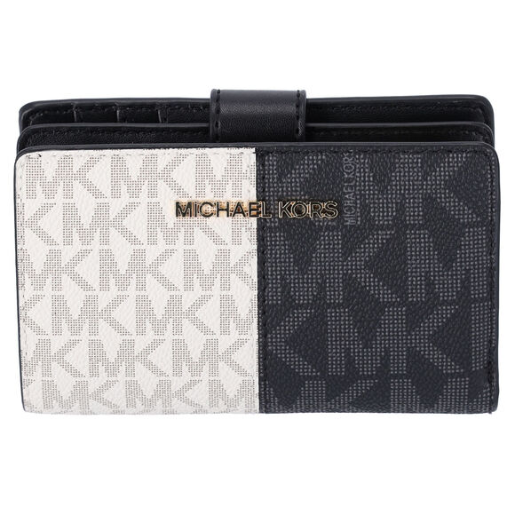 Michael Kors Jet Set Travel Medium Bifold Zip Coin ID Card Wallet Black Multi - Picture 1 of 6